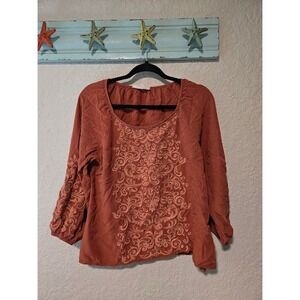 Savanna Jane Burnt Orange Embroidered Top